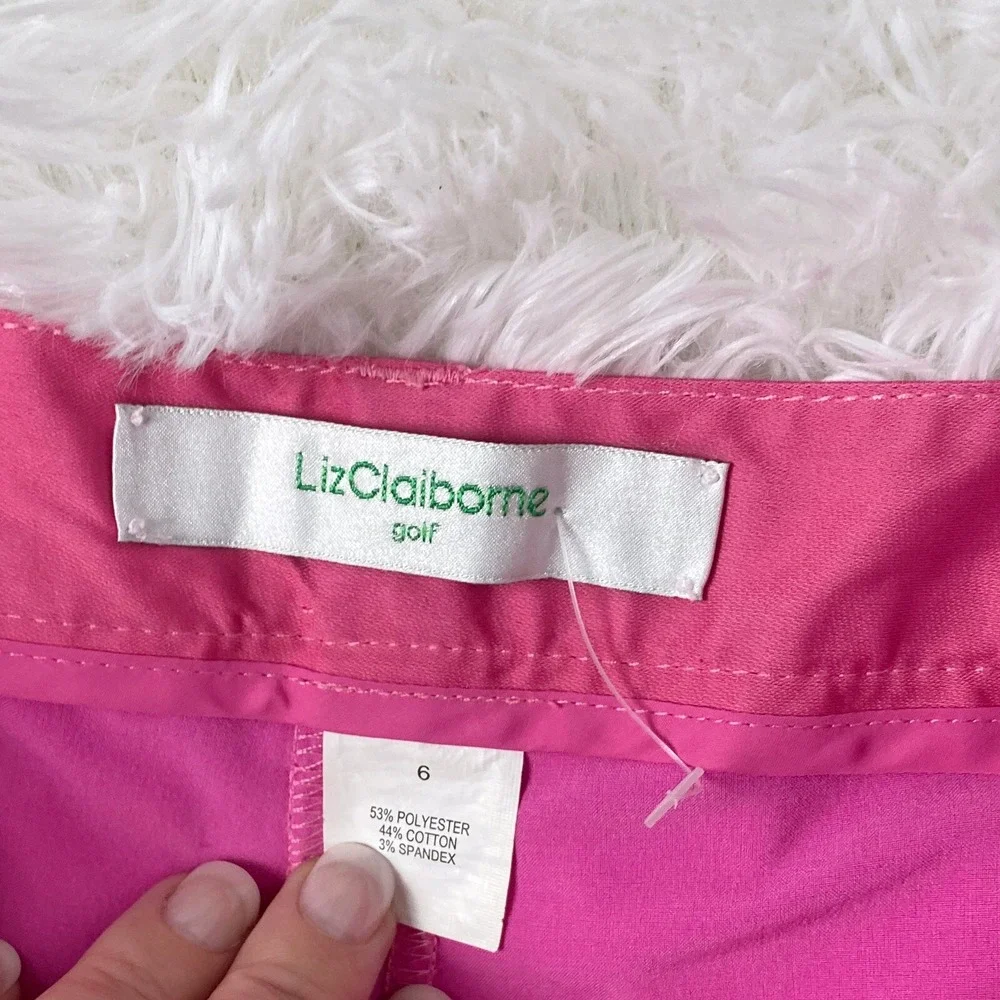 Liz Claiborne Golf Skirt Skort Women's 6 Pink Gold Zip‎ Pockets